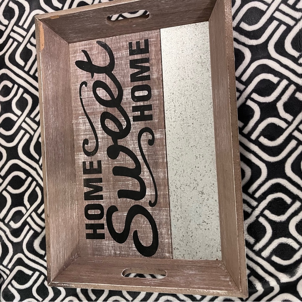 Farmhouse "Home Sweet Home" Wooden Decorative Tray - Rustic Large - Picture 3 of 14